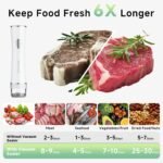 Compact Vacuum Sealer for Food (Vacuum Sealer Machine + 30 Reusable Vacuum Bags), Powerful Handheld Vacuum Sealer Machine, Seal Food 6X Fresh Longer, Portable & Wireless, Easy-Clean - Image 3