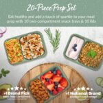Bentgo Prep - 2-Compartment Snack Containers with Lids - Reusable, Microwaveable, Durable, PFAS & BPA-Free, Freezer, & Dishwasher-Safe Meal Prep Food Storage - 10 Trays & 10 Lids (Basil Glitter) - Image 3