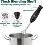 BELLA Immersion Hand Blender, Portable Mixer with Whisk Attachment - Electric Handheld Juicer, Shakes, Baby Food and Smoothie Maker, Stainless Steel, Black - Image 4