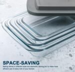 8-Piece Deep Glass Baking Dish Set with Plastic lids,Rectangular Glass Bakeware Set with Lids, Baking Pans for Lasagna, Leftovers, Cooking, Kitchen, Freezer-to-Oven and Dishwasher, Gray - Image 4