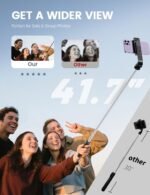 Selfie Stick Tripod with Remote, Extendable 360° Rotatable Selfie Stick, 41.7" Phone Tripod Stand for Cell Phone Filming Compatible with iPhone Samsung Android Smartphone Gopro - Image 3