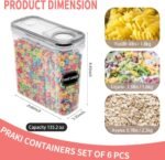 PRAKI Large Dry Food Storage Containers with Lids, 6PCS Airtight Cereal Containers Storage Set, Leak-proof Canister Set for Kitchen Pantry Organization with 20 Labels & Marker (4L Black) - Image 3