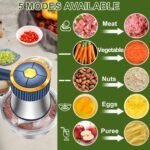 Food Processor, 5-Speed Electric Food Chopper, Meat Grinder with 2 Bowls (8 Cup+8 Cup) & 2 Sets of Blades, Meat Processor for Meat, Vegetables, Fruits and Nuts (Blue) - Image 3