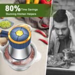 Food Processor, 5-Speed Electric Food Chopper, Meat Grinder with 2 Bowls (8 Cup+8 Cup) & 2 Sets of Blades, Meat Processor for Meat, Vegetables, Fruits and Nuts (Blue) - Image 4