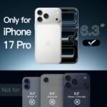 JETech Case for iPhone 17 Pro 6.3-Inch, Non-Yellowing Shockproof Phone Bumper Cover, Anti-Scratch Clear Back (Clear) - Image 3