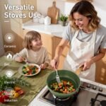 DishDelight Induction Pots and Pans Set Non Stick, 12 Piece Nonstick Induction Granite Kitchen Cookware Sets, Induction Cookware Nonstick Granite Cooking Set, PFOA&PFOS Free, Green - Image 4