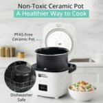 Rice Robot Personal Rice Cooker, PFAS-free, Nonstick. 1 Quart Capacity, with Stainless Steel Steamer Tray, Measuring Cups, Recipe Book with 60 Recipes, and Serving Spoon, As Seen On TV - Image 3