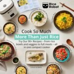 Rice Robot Personal Rice Cooker, PFAS-free, Nonstick. 1 Quart Capacity, with Stainless Steel Steamer Tray, Measuring Cups, Recipe Book with 60 Recipes, and Serving Spoon, As Seen On TV - Image 5