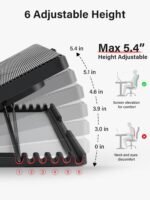 Kootek Laptop Cooling Pad, Laptop Cooler with 5 Quiet Fans for 12"-17" Computer PC Notebook Gaming Laptop Fan, Height Adjustable Laptop Cooling Stand Laptop Accessories, Red - Image 4