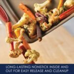 Rachael Ray Cucina Nonstick Bakeware Set Baking Cookie Sheets Cake Muffin Bread Pan, 10 Piece, Latte Brown with Cranberry Red Grips - Image 4