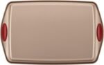 Rachael Ray Cucina Nonstick Bakeware Set Baking Cookie Sheets Cake Muffin Bread Pan, 10 Piece, Latte Brown with Cranberry Red Grips - Image 5