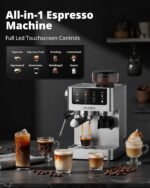 AIRMSEN Espresso Machines with Burr Grinder, 20 Bar, Milk Frother Steam Wand, Stainless Steel Coffee Maker for Home - Cappuccino Latte & ​​Cold Brew​​ Iced Coffee Maker & Americano - Image 3