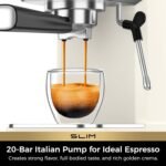 CHULUX Slim Espresso Machine with Milk Frother, 20 Bar Professional Italian Pump Espresso Coffee Machine for Home Cappuccino & Latte Maker, Stainless Steel, Creamy - Image 3
