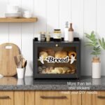 Black Bread Box for Kitchen Countertop, Large Bread Storage Container for Homemade Bread, Wood Farmhouse Breadbox Organizer for Kitchen Counter Corner, Cabinet, Pantry, Cupboard (Black) - Image 5