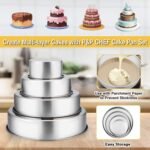 P&P CHEF Cake Pans Sets for Baking, 4" + 6" + 8" + 9.5" 4 Piece Stainless Steel Round Cake Pans Tin, Oven/Pot/Dishwasher Safe, Combination of Different Sizes, Leak-proof & Easy Clean - Image 3
