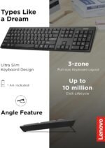Lenovo 100 Wireless Compact Keyboard – Cordless Keyboard for PC & Laptop with Windows – Silent Keys – Full-Size Layout with Numeric Keypad – Plug & Play USB Receiver – Portable, Black - Image 3