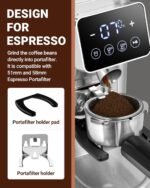 AMZCHEF Coffee Grinder, Burr Coffee Bean Grinder for Home Use with 48 Precise Grind Settings, Detachable Funnel Stand for Espresso, LED Control Panel, Anti-static Design, silver - Image 3