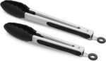 2 Pack Black Kitchen Tongs, Premium Silicone BPA Free Non-Stick Stainless Steel BBQ Cooking Grilling Locking Food Tongs, 9-Inch & 12-Inch - Image 2