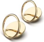 [2 Pack] Small Round Sparkling Cell Phone Ring Holder Stand,360 Degree Rotation and 180 Degree Adjustable Finger Ring Kickstand with Polished Metal Phone Grip (Gold) - Image 2