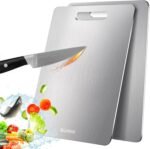 2 Pack Titanium Cutting Board, 100% Pure Titanium Cutting Boards For Kitchen, Non-Slip Chopping Board, Dishwasher Safe, Easy to Clean, Durable & Hygienic for Meat, Vegetables, Fruits (13 * 9) - Image 2