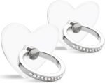 [2 Pack] Transparent Diamond Setting Cell Phone Ring Holder Stand,360 Degree Rotation and 180 Degree Adjustable Finger Ring Kickstand with Polished Electroplated Phone Grip (Love Heart) - Image 2