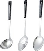 3-Piece,Stainless Steel Serving Spoons Set with Slotted Spoon, Serving Spoon and Perforated Spoons, soup ladle,kitchen cooking utensils set - Image 2