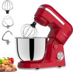 3 in 1 Electric Stand Mixer with 5.5 Quart Bowl, Household Food Mixer 10+p Speeds, Kitchen Tilt-Head Bread Dough and Cake Mixers for Home Daily Use (Red) - Image 2