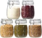 5 Pack 25oz Food Storage Jars with Airtight Lids, Preserving Seal Wire Clip Fastening Glass Containers, Canisters for Kitchen Organization, Flour, Cereal, Pasta, Sugar, Beans, Pickling Jars(25 Oz*5) - Image 2