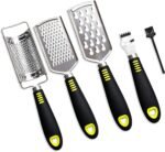 5 Pcs Stainless Steel Cheese Grater with Handle, Handheld Lemon Zester Grater with Handle, Hand Graters for Kitchen Graters & Peeler & Slicer, for Vegetable Fruit Kitchen Aid, with 1 Brush & 1 Box - Image 2