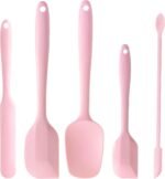 5 Piece Pink Silicone Spatula Set, Heat Resistant Rubber Spatulas Set, Silicone Kitchen Utensils Set Dishwasher Safe for Nonstick Cookware Baking Cooking - Image 2