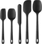 5 Pieces Silicone Spatula Set, Food Grade Rubber Spatula, Upgrade Strong Handle with Ergonomic Grip, Heat Resistant Up to 600°F for Nonstick Cookware, Cooking Black - Image 2