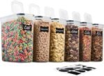 6 Pack Airtight Cereal Food Storage Container - BPA Free Plastic Kitchen and Pantry Organization Canisters for, Dry Pet Food, Flour, Sugar, Rice, Nuts, Snacks & More (135.5 Oz) Labels & Chalk Marker - Image 2