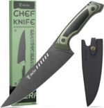 8 Inch Professional Chef Knife with Leather Sheath, Ultra Sharp Kitchen Knife with G10 Handle,Full Tang, Gyuto Style for Home Cooking and Outdoor BBQ, for Men and Women - Image 2