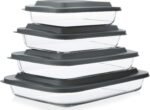 8-Piece Deep Glass Baking Dish Set with Plastic lids,Rectangular Glass Bakeware Set with Lids, Baking Pans for Lasagna, Leftovers, Cooking, Kitchen, Freezer-to-Oven and Dishwasher, Gray - Image 2