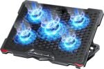AICHESON Laptop Cooling Pad 5 Fans Up to 17.3 Inch Heavy Notebook Cooler, Blue LED Lights, 2 USB Ports, S035, Blue-5fans - Image 2