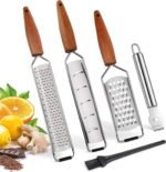 ALLWIN-HOUSEWARE Cheese Grater Zester Set of 5, 304 Stainless Steel with Acacia Wood Handle Kitchen Grater & Peeler & Slicer for Cheese, Lemon, Ginger, Garlic, Nutmeg, Fruits, Vegetables, Chocolate - Image 2