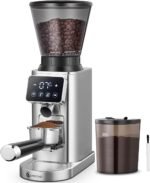 AMZCHEF Coffee Grinder, Burr Coffee Bean Grinder for Home Use with 48 Precise Grind Settings, Detachable Funnel Stand for Espresso, LED Control Panel, Anti-static Design, silver - Image 2