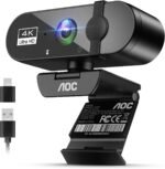 AOC 4k Webcam for PC with Microphone, Computer Camera with Noise Cancellation, Privacy Cover, 99° FOV, Plug & Play USB Webcam for Streaming, Conferencing, Zoom, Skype, Facetime, Laptop, PC, Skype - Image 2