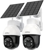 AOSU 3K/5MP Solar Security Cameras System Wireless Outdoor, Battery Powered WiFi Camera for Home Security, Panoramic PTZ, Auto Tracking, Human/Vehicle Detection, Color Night Vision (2 Pack) - Image 2