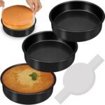 AWTBDP 8 Inch Cake Pan Set of 3, Nonstick Baking Pans Set with 100PCS Pre-cut Parchment Paper for Layer Cakes, Durable Round Cake Pans Sets for Baking for Birthday Christmas, Dishwasher Safe - Image 2