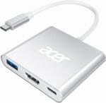 Acer USB C to HDMI Adapter, 4K USB C Hub with 100W PD, USBA 3.0 Port, HDMI to USBC Multiport Digital AV Converter for MacBook Pro/Air, iPad, Tablets, TV, Monitor and More (Silver) - Image 2