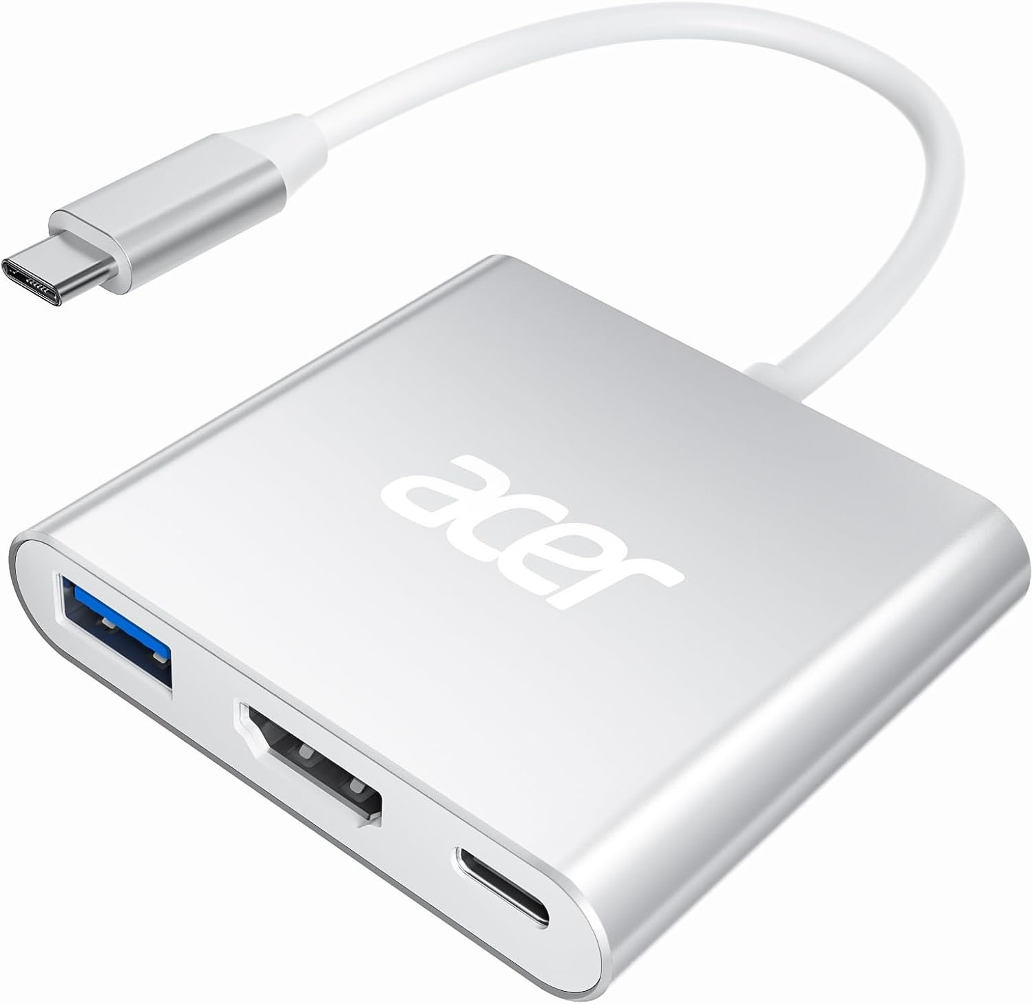 Acer USB C to HDMI Adapter, 4K USB C Hub with 100W PD, USBA 3.0 Port, HDMI to USBC Multiport Digital AV Converter for MacBook Pro/Air, iPad, Tablets, TV, Monitor and More (Silver) - Image 2