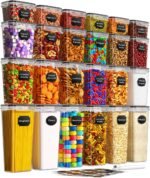 Airtight Food Storage Containers with Lids, 24 PCS Kitchen and Pantry Organization Canisters, BPA-Free, PVC-Free, Food-grade Plastic Leak-proof Jars for Cereal, Flour, Sugar, Extra 24 Labels & Marker - Image 2