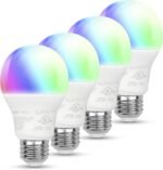 Amazon Basics Smart A19 LED Light Bulb, Color Changing, 9W (60W Equivalent), 800LM, Works with Alexa Only, 2.4 GHz Wi-Fi, No Hub Required, 4 Pack - Image 2