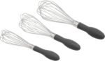 Amazon Basics Stainless Steel Wire Whisk Set for Cooking, Dishwasher Safe, 3 Piece, Black/Silver - Image 2