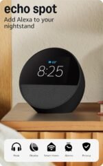 Amazon Echo Spot (newest model), Great for nightstands, offices and kitchens, Smart alarm clock with Alexa+ Early Access, Black - Image 2