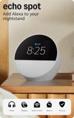 Amazon Echo Spot (newest model), Great for nightstands, offices and kitchens, Smart alarm clock with Alexa+ Early Access, Glacier White - Image 2