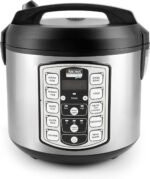 Aroma Housewares Professional Plus ARC-5000SB 20 Cup (Cooked) Digital Rice Cooker, Food Steamer, Slow Cooker, Stainless Exterior/Nonstick Pot, Silver, Black, 10-cup uncooked/20-cup cooked/4QT - Image 2