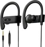 Avantree E171 - AUX 3.5mm Wired Earbuds with Microphone & in-Line Volume Control, Compatible with Traditional 3.5mm AUX Phones Corded Headphones with Ear Hook for Running & Sports, Black - Image 2