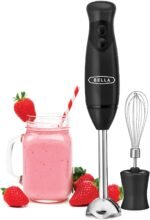 BELLA Immersion Hand Blender, Portable Mixer with Whisk Attachment - Electric Handheld Juicer, Shakes, Baby Food and Smoothie Maker, Stainless Steel, Black - Image 2